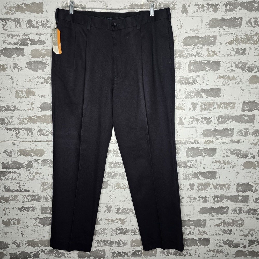 NEW Savane Pants‎ Men 38x31 Black Performance Chino Straight Leg 100% Cotton